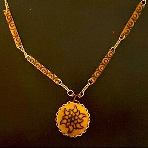 Handcrafted Wooden Necklace with Sun Pendant